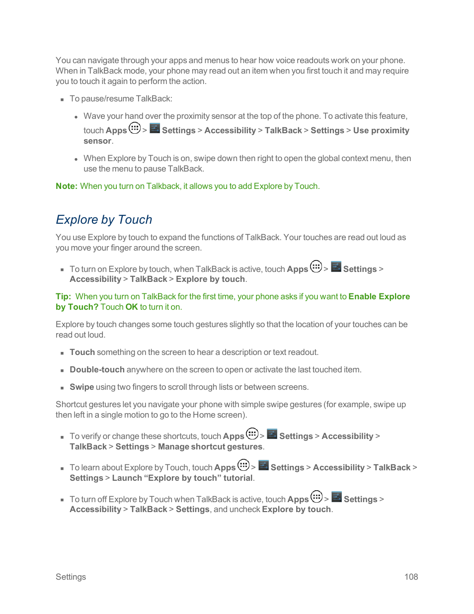 Explore by touch | Motorola moto x User Manual | Page 117 / 149