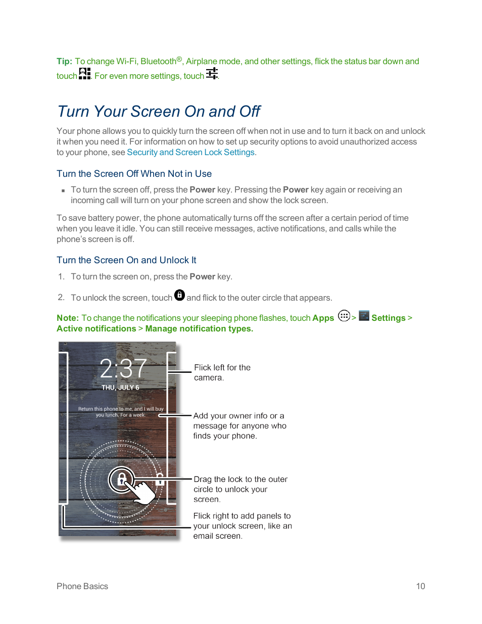 Turn your screen on and off | Motorola moto x User Manual | Page 19 / 149