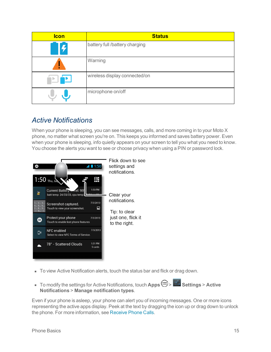 Active notifications | Motorola moto x User Manual | Page 24 / 149