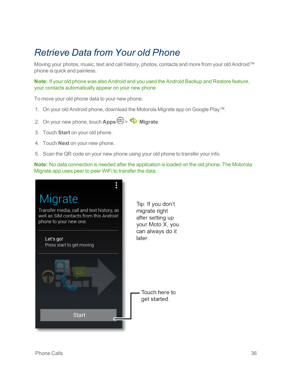 Retrieve data from your old phone | Motorola moto x User Manual | Page 45 / 149