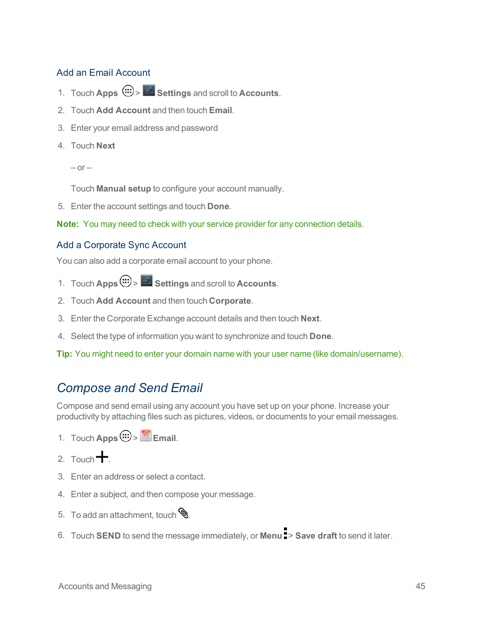 Compose and send email | Motorola moto x User Manual | Page 54 / 149