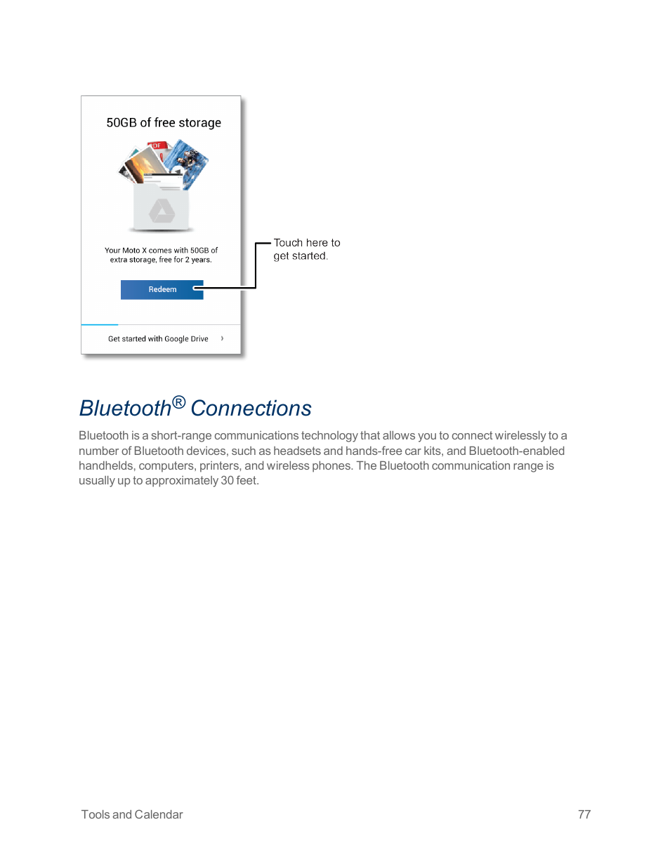 Bluetooth® connections, Bluetooth, Connections | Motorola moto x User Manual | Page 86 / 149