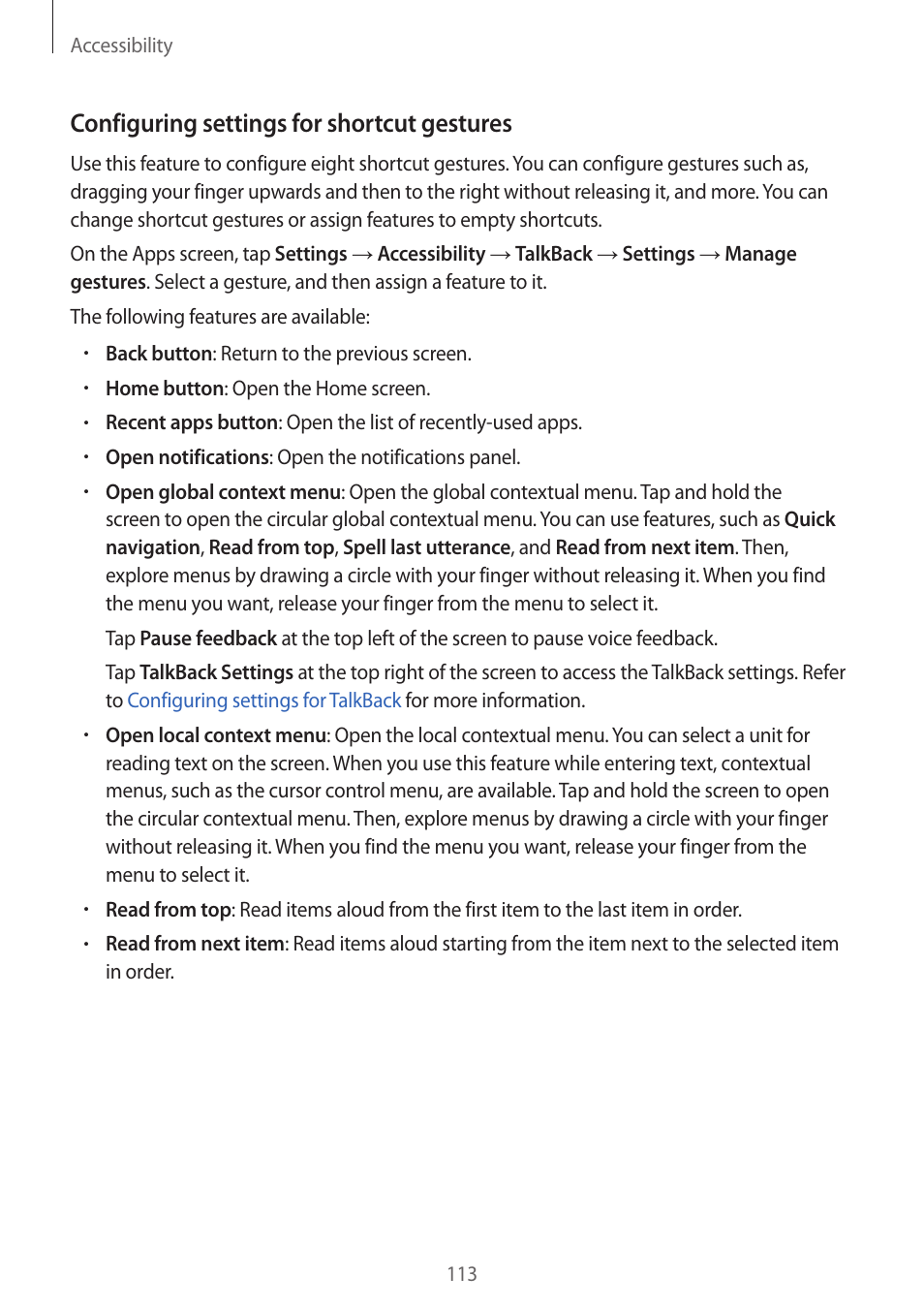 Configuring settings for shortcut gestures | Samsung Galaxy Grand Prime User Manual | Page 113 / 131