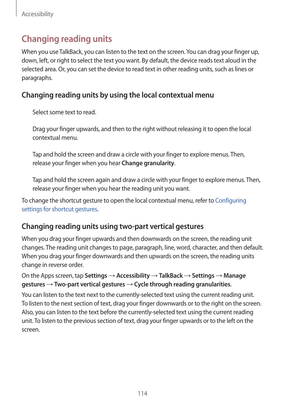 Changing reading units | Samsung Galaxy Grand Prime User Manual | Page 114 / 131