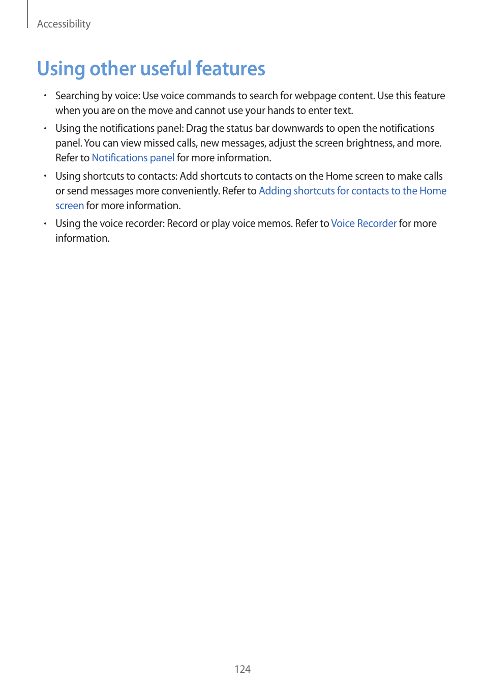 Using other useful features, 124 using other useful features | Samsung Galaxy Grand Prime User Manual | Page 124 / 131