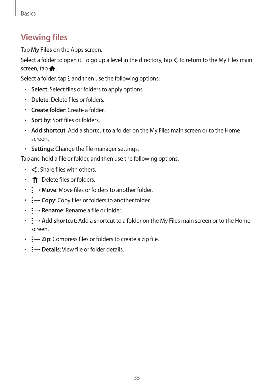 Viewing files | Samsung Galaxy Grand Prime User Manual | Page 35 / 131