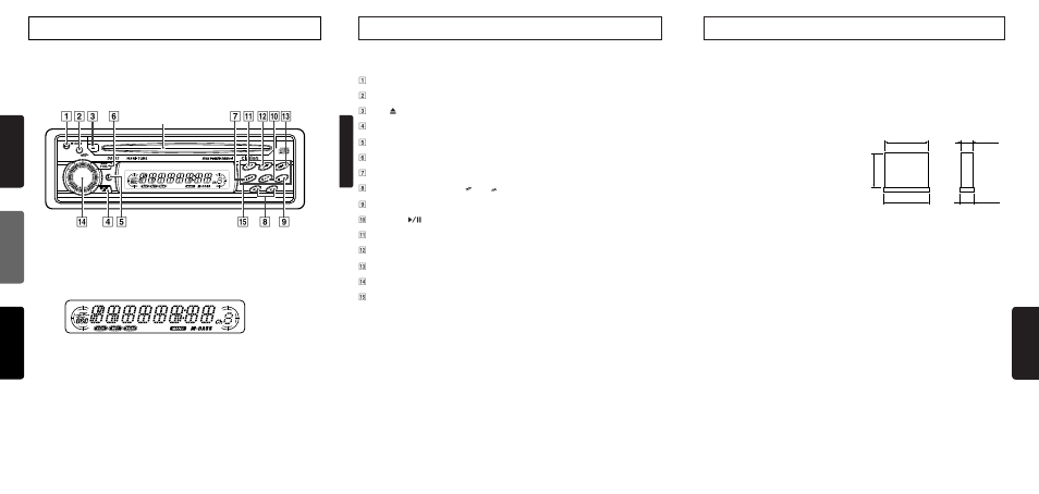 Controls / commandes / controles, Button terminology, Especificaciones | English, Espa ñ ol | Clarion DB135 User Manual | Page 2 / 12