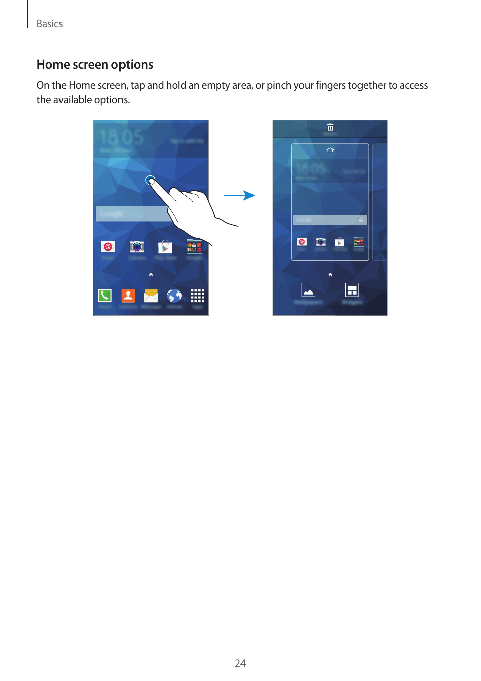 Home screen options | Samsung Galaxy Grand Prime User Manual | Page 24 / 133