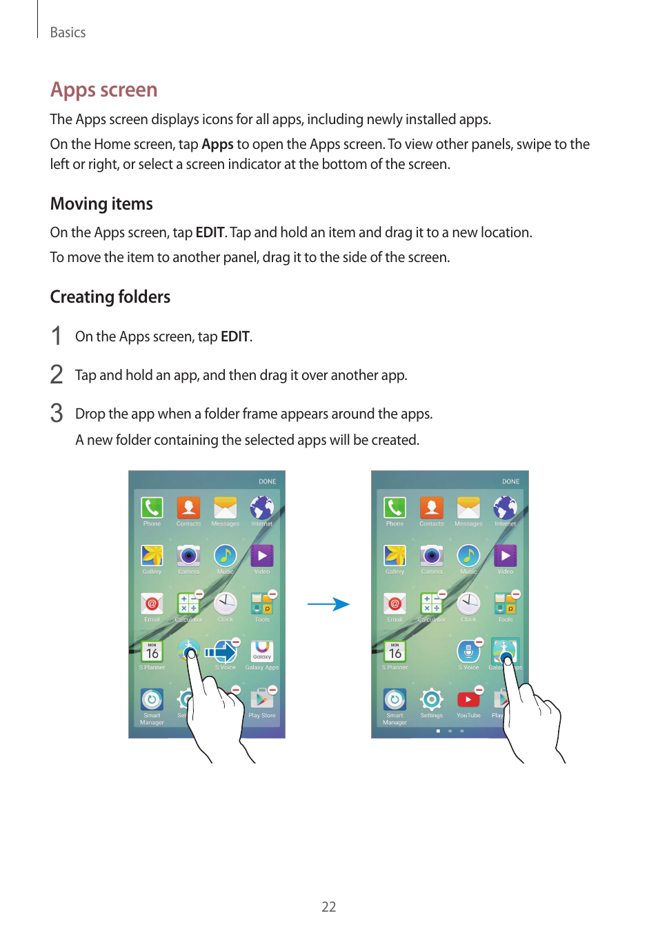 Apps screen | Samsung Galaxy S6 Edge User Manual | Page 22 / 145