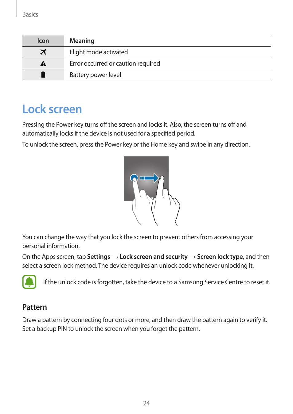 Lock screen, 24 lock screen | Samsung Galaxy S6 Edge User Manual | Page 24 / 145