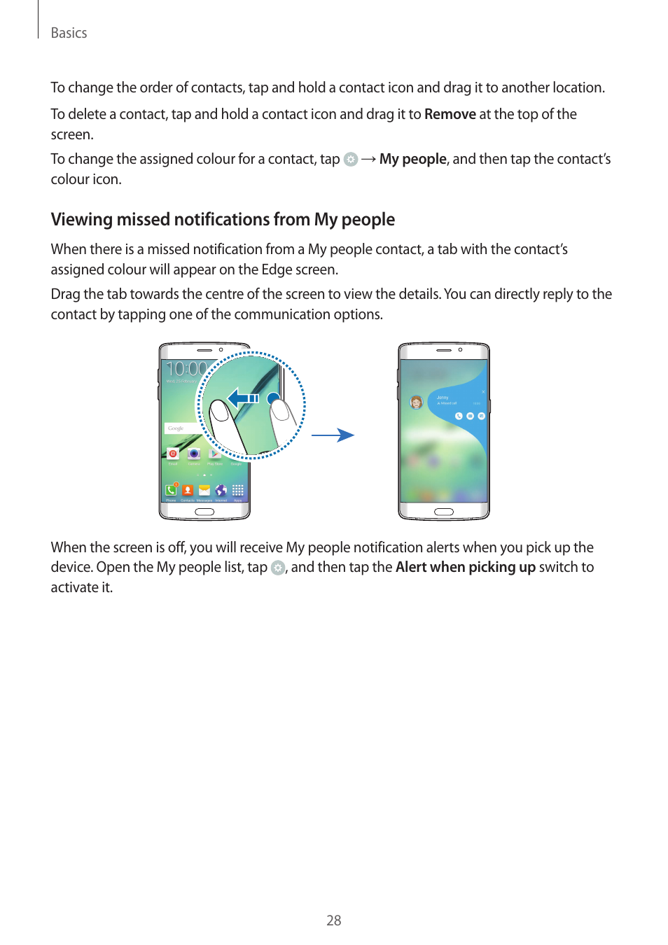 Viewing missed notifications from my people | Samsung Galaxy S6 Edge User Manual | Page 28 / 145