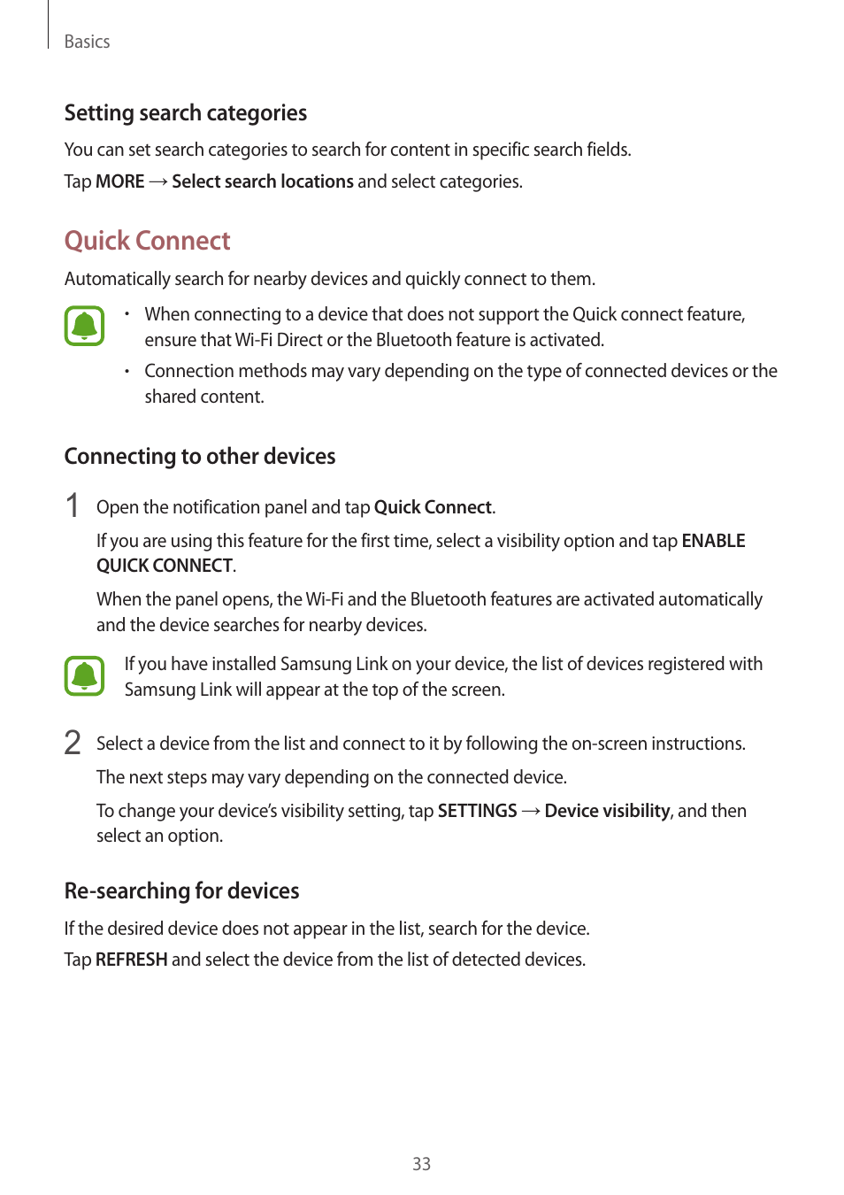 Quick connect | Samsung Galaxy S6 Edge User Manual | Page 33 / 145