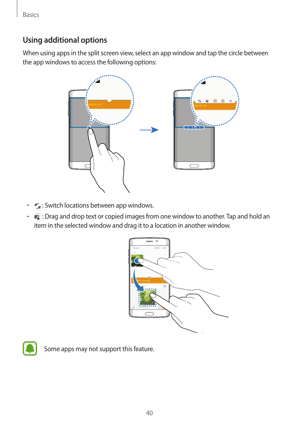 Using additional options | Samsung Galaxy S6 Edge User Manual | Page 40 / 145