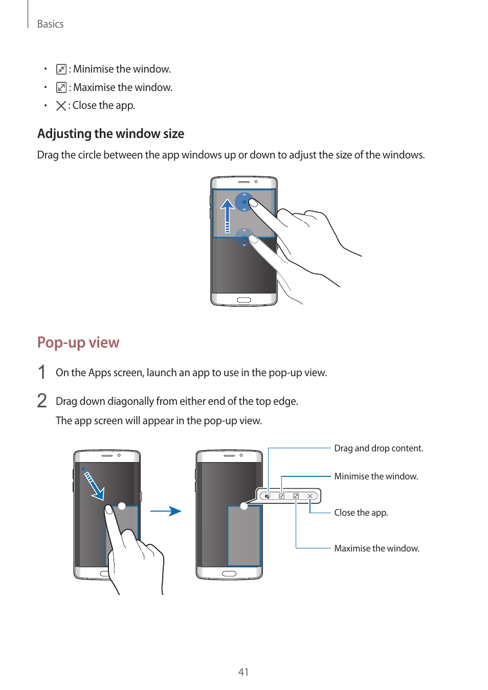 Pop-up view | Samsung Galaxy S6 Edge User Manual | Page 41 / 145