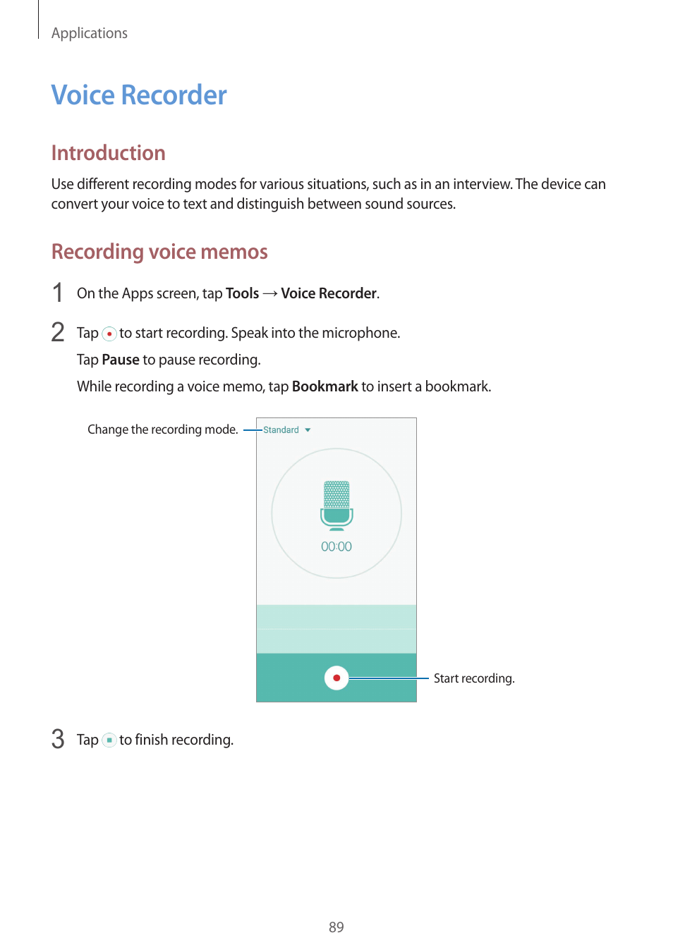 Voice recorder, 89 voice recorder, Introduction | Samsung Galaxy S6 Edge User Manual | Page 89 / 145