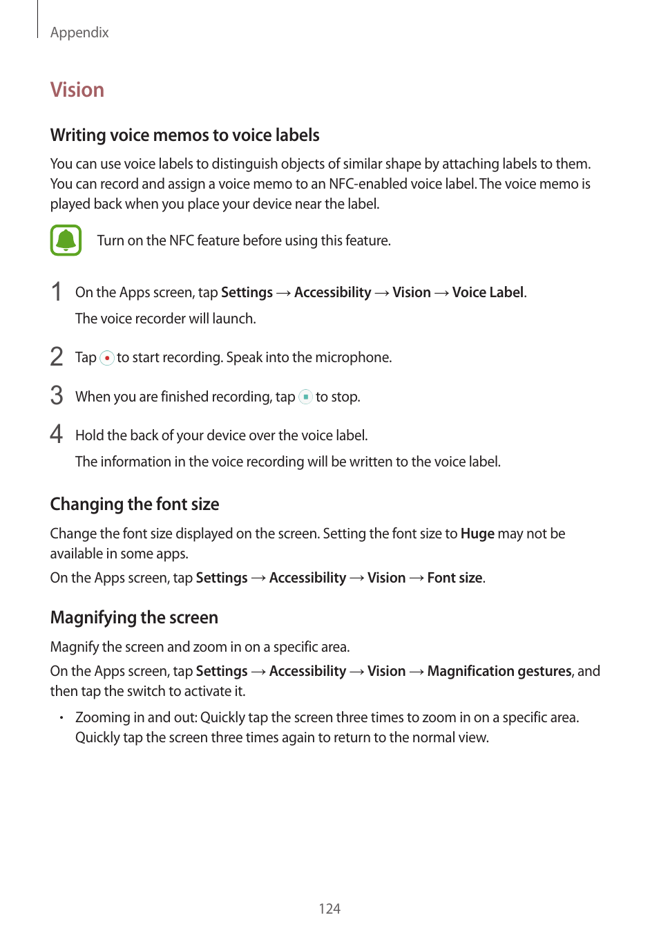 Vision | Samsung Galaxy S6 User Manual | Page 124 / 140