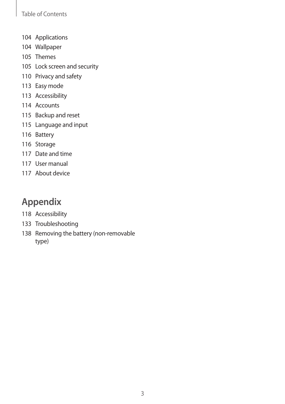 Appendix | Samsung Galaxy S6 User Manual | Page 3 / 140