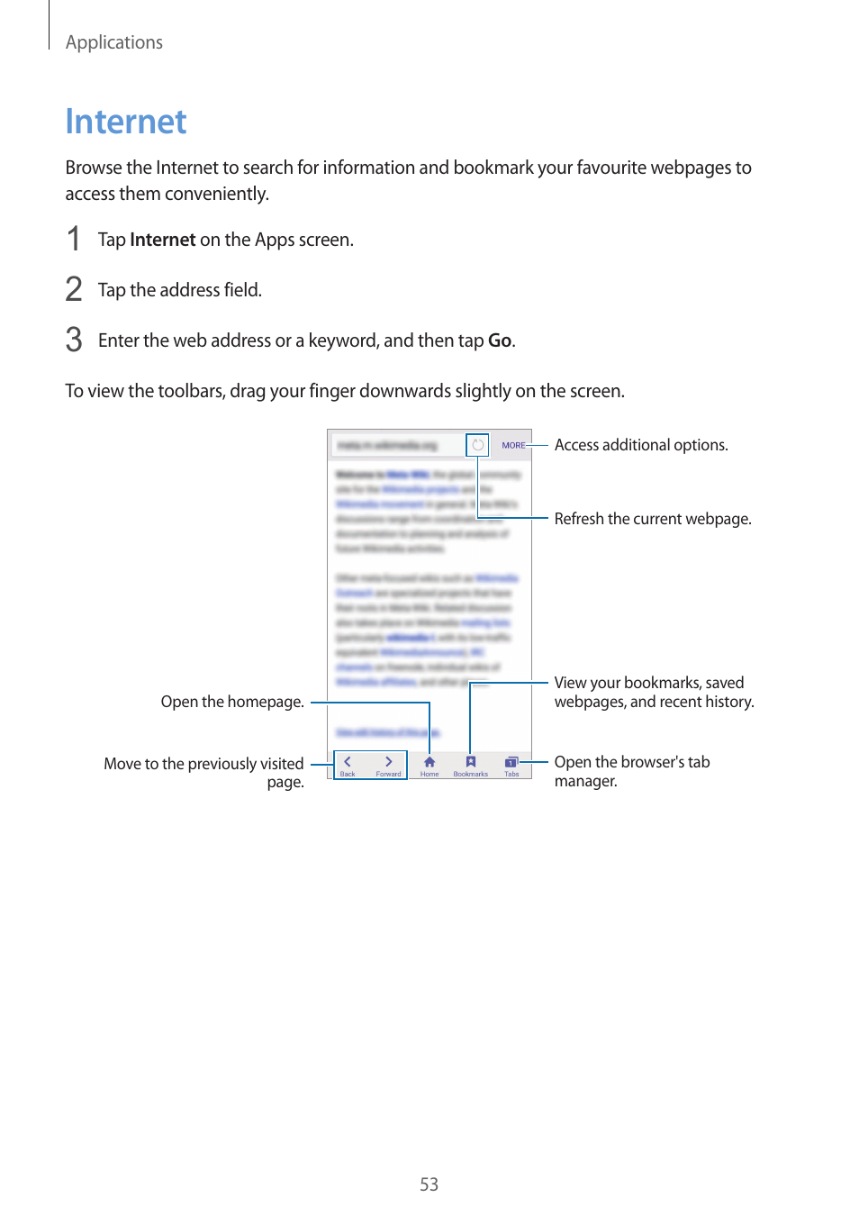 Internet, 53 internet | Samsung Galaxy S6 User Manual | Page 53 / 140