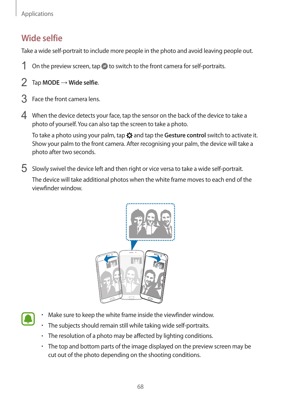Wide selfie | Samsung Galaxy S6 User Manual | Page 68 / 140