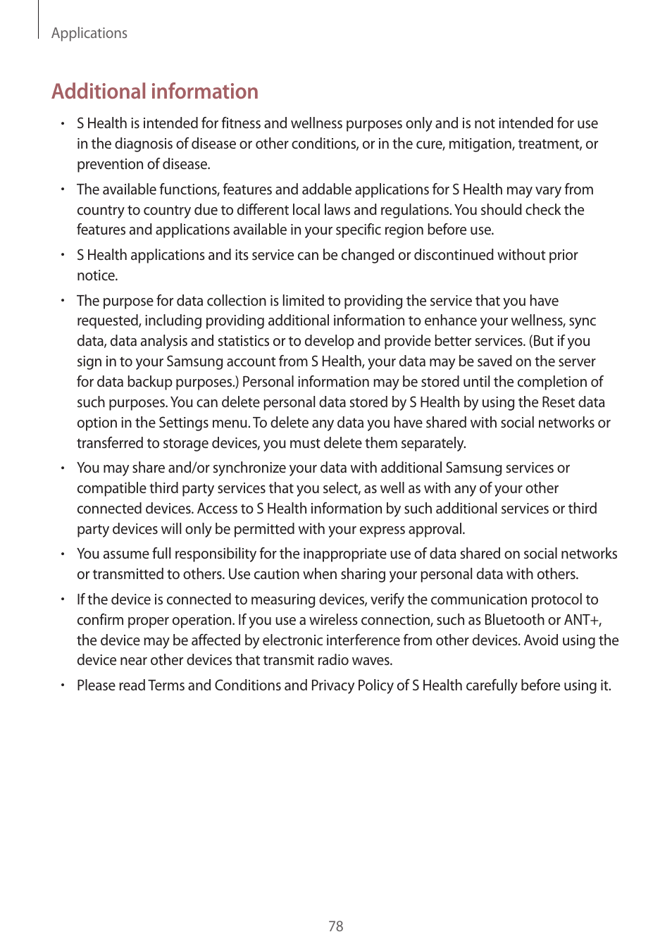 Additional information | Samsung Galaxy S6 User Manual | Page 78 / 140