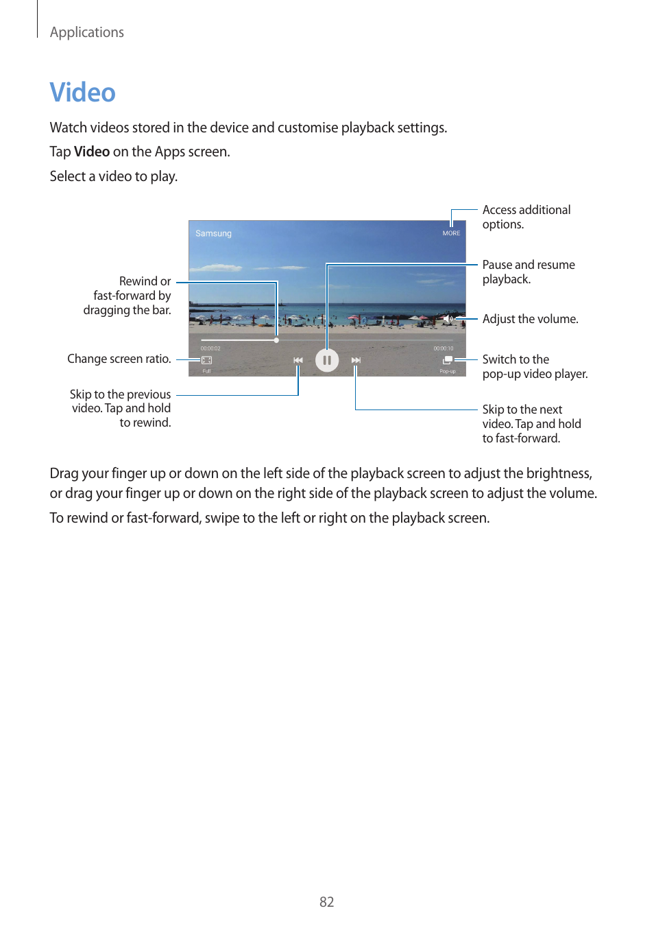 Video, 82 video | Samsung Galaxy S6 User Manual | Page 82 / 140