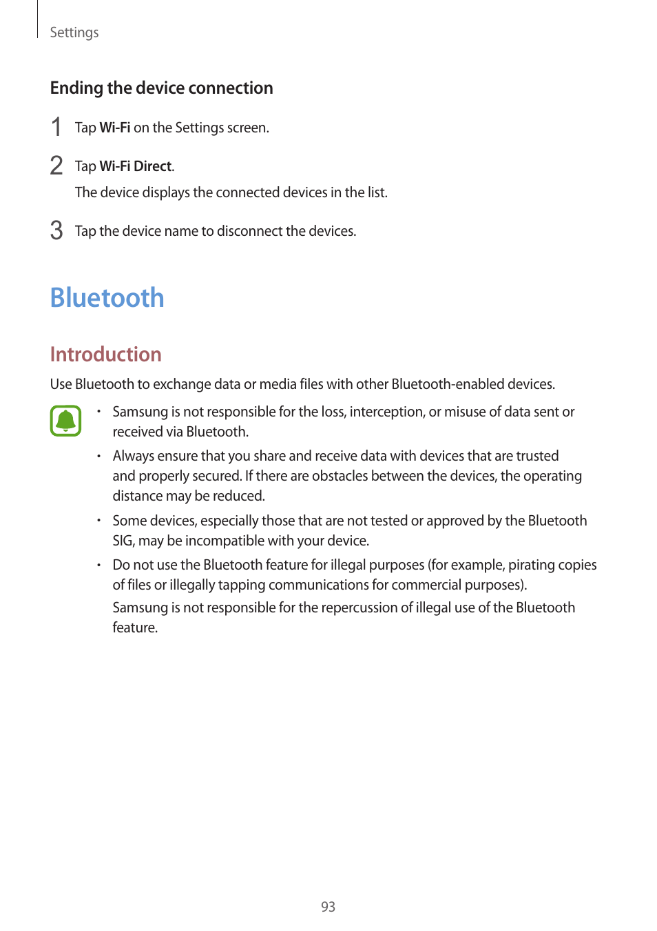 Bluetooth, 93 bluetooth, Introduction | Samsung Galaxy S6 User Manual | Page 93 / 140