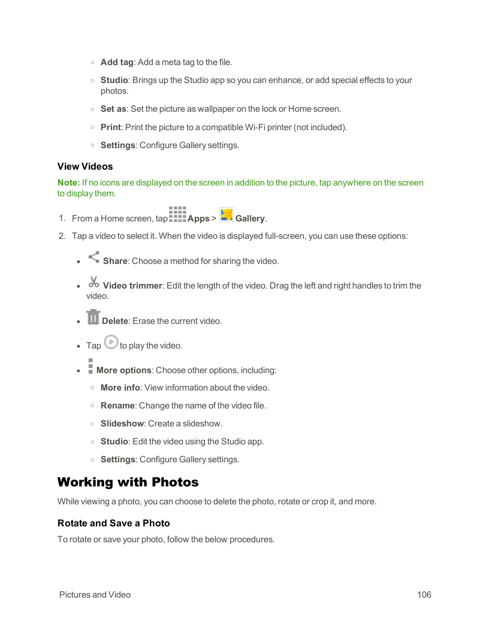 Working with photos | Samsung Galaxy Note Edge User Manual | Page 118 / 236