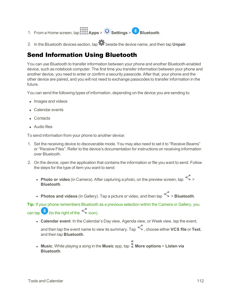 Send information using bluetooth | Samsung Galaxy Note Edge User Manual | Page 124 / 236