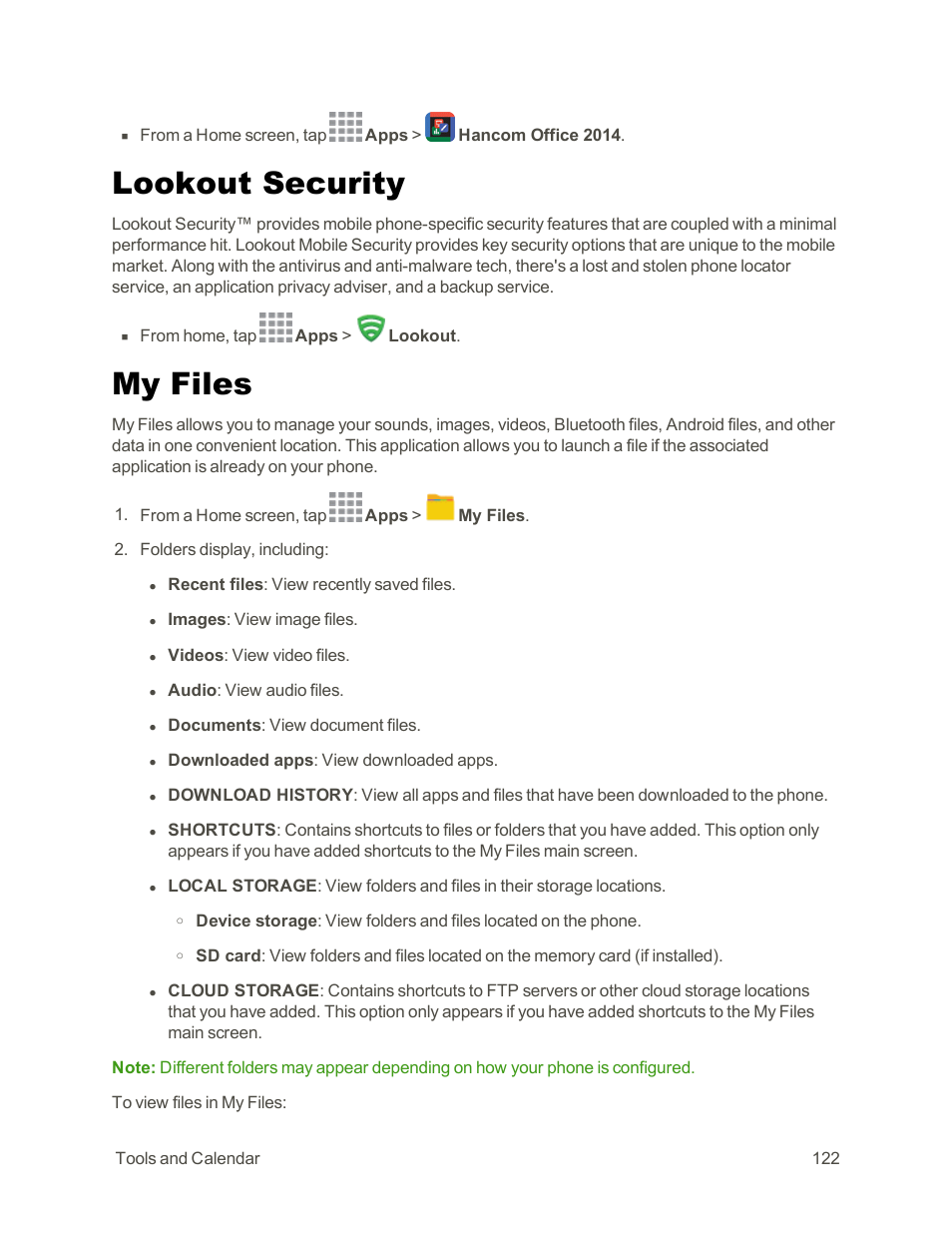 Lookout security, My files | Samsung Galaxy Note Edge User Manual | Page 134 / 236