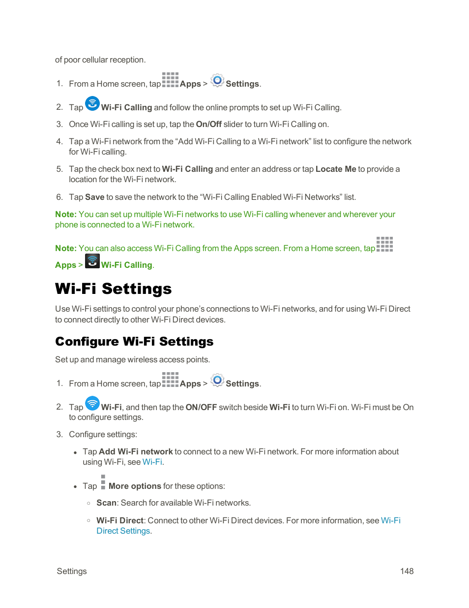 Wi-fi settings, Configure wi-fi settings | Samsung Galaxy Note Edge User Manual | Page 160 / 236
