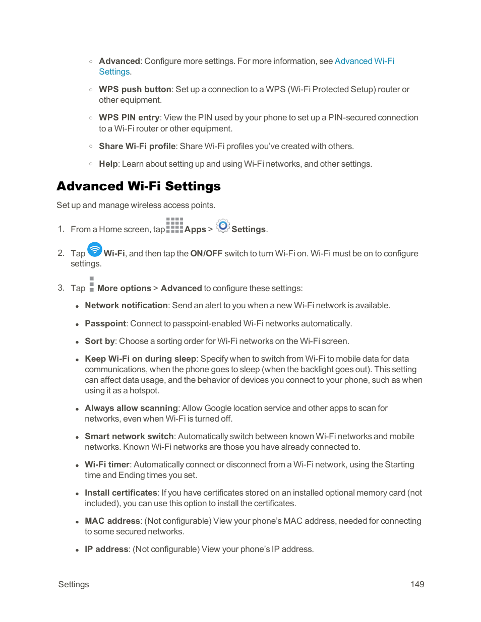 Advanced wi-fi settings | Samsung Galaxy Note Edge User Manual | Page 161 / 236