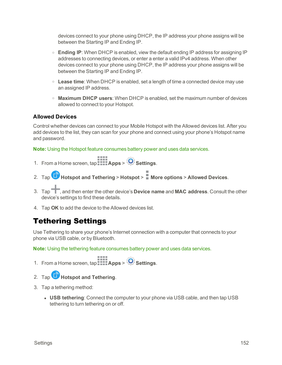 Tethering settings | Samsung Galaxy Note Edge User Manual | Page 164 / 236