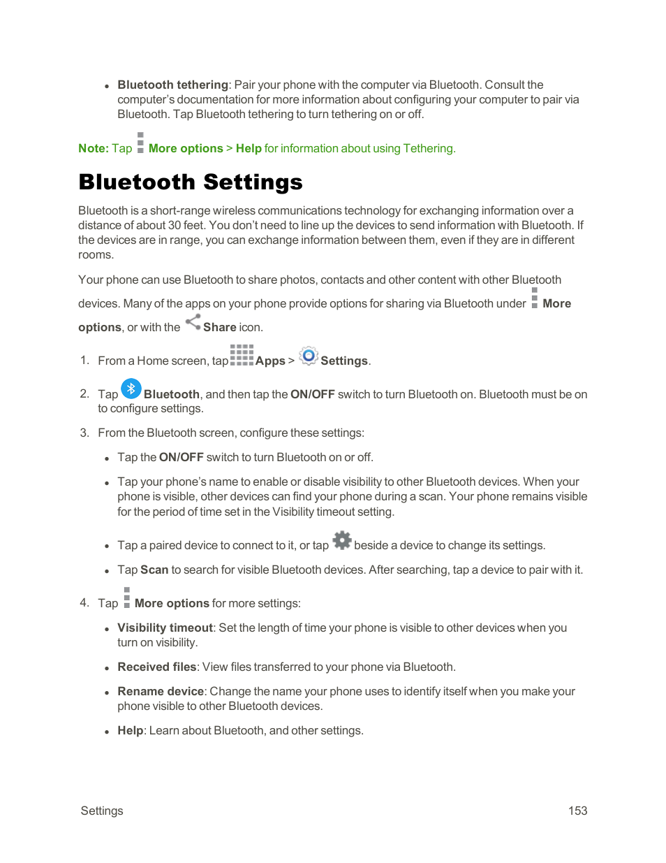 Bluetooth settings | Samsung Galaxy Note Edge User Manual | Page 165 / 236