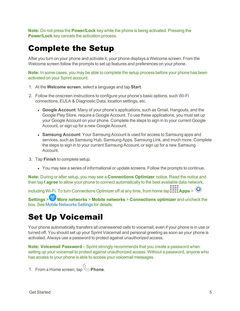 Complete the setup, Set up voicemail | Samsung Galaxy Note Edge User Manual | Page 17 / 236