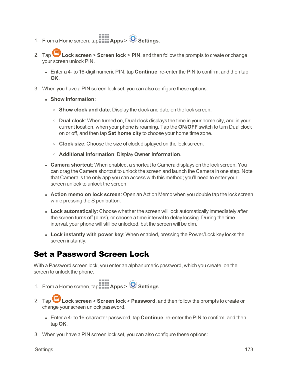 Set a password screen lock | Samsung Galaxy Note Edge User Manual | Page 185 / 236