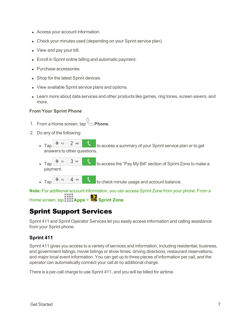 Sprint support services | Samsung Galaxy Note Edge User Manual | Page 19 / 236