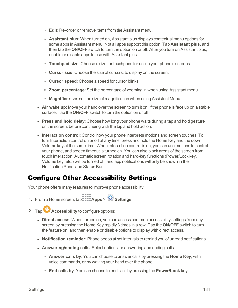 Configure other accessibility settings | Samsung Galaxy Note Edge User Manual | Page 196 / 236