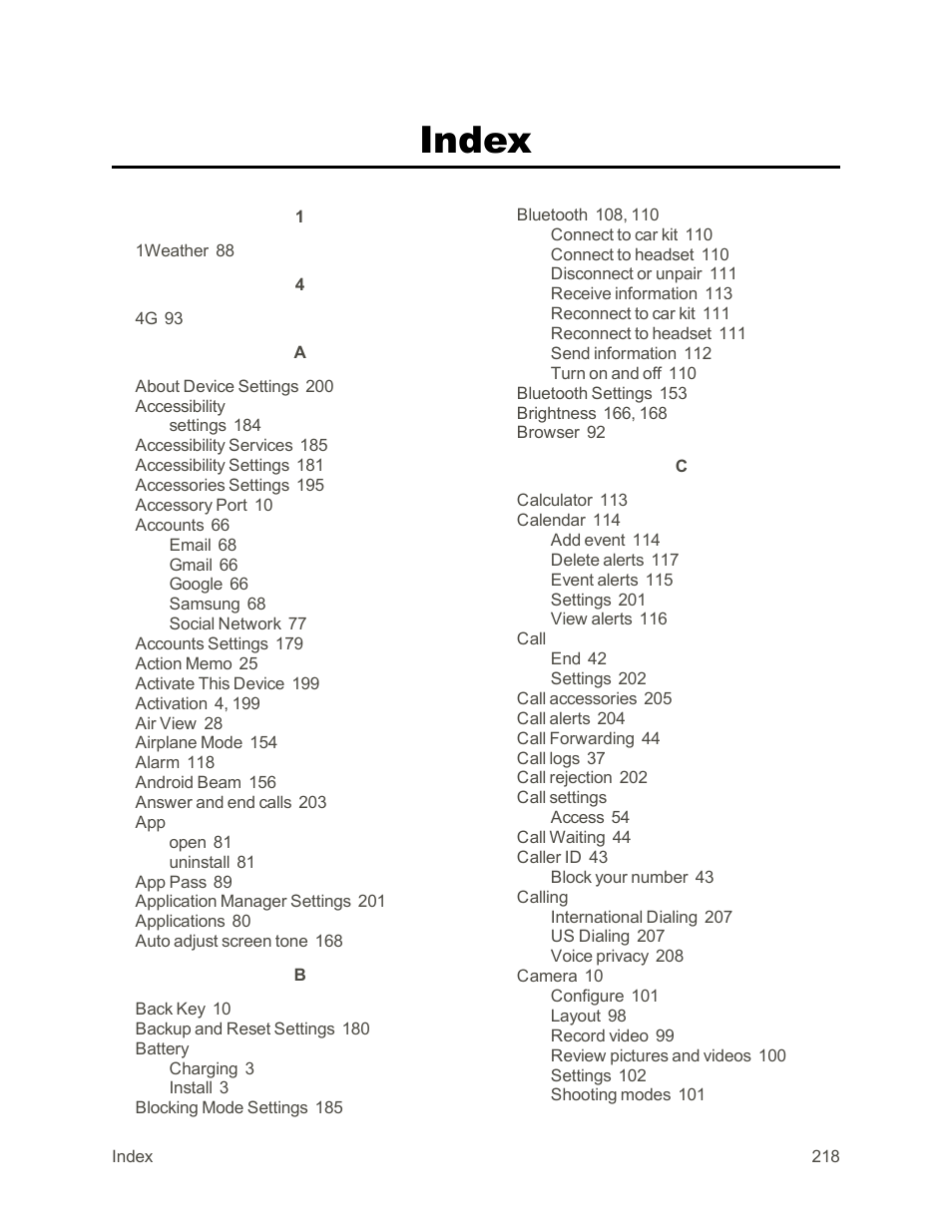 Index | Samsung Galaxy Note Edge User Manual | Page 230 / 236