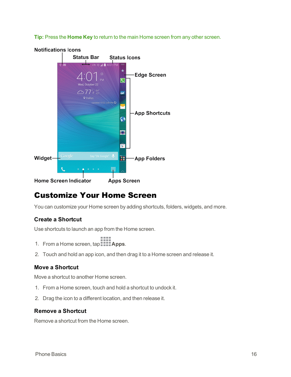 Customize your home screen | Samsung Galaxy Note Edge User Manual | Page 28 / 236