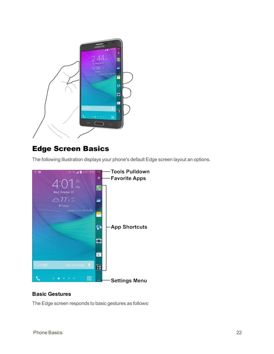 Edge screen basics | Samsung Galaxy Note Edge User Manual | Page 34 / 236