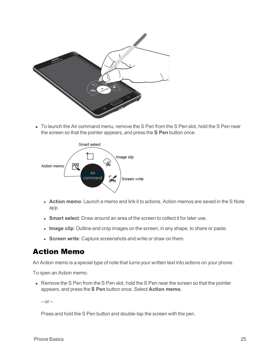 Action memo | Samsung Galaxy Note Edge User Manual | Page 37 / 236