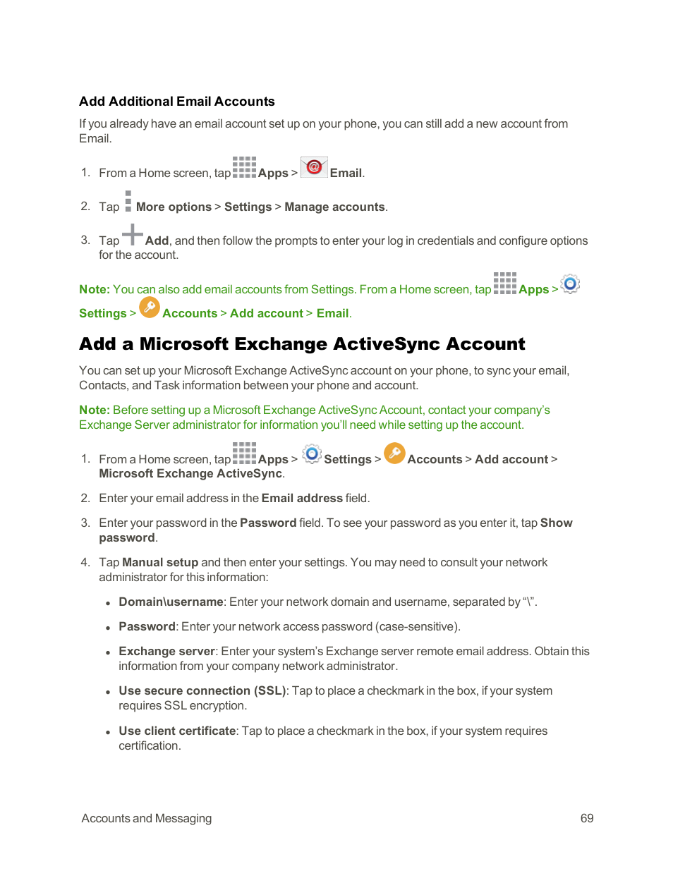 Add a microsoft exchange activesync account | Samsung Galaxy Note Edge User Manual | Page 81 / 236