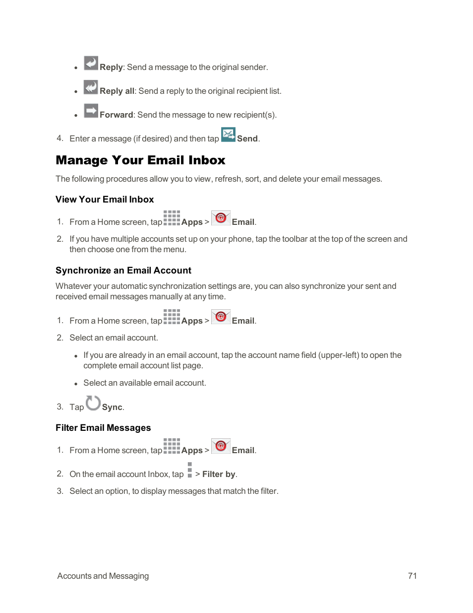 Manage your email inbox | Samsung Galaxy Note Edge User Manual | Page 83 / 236