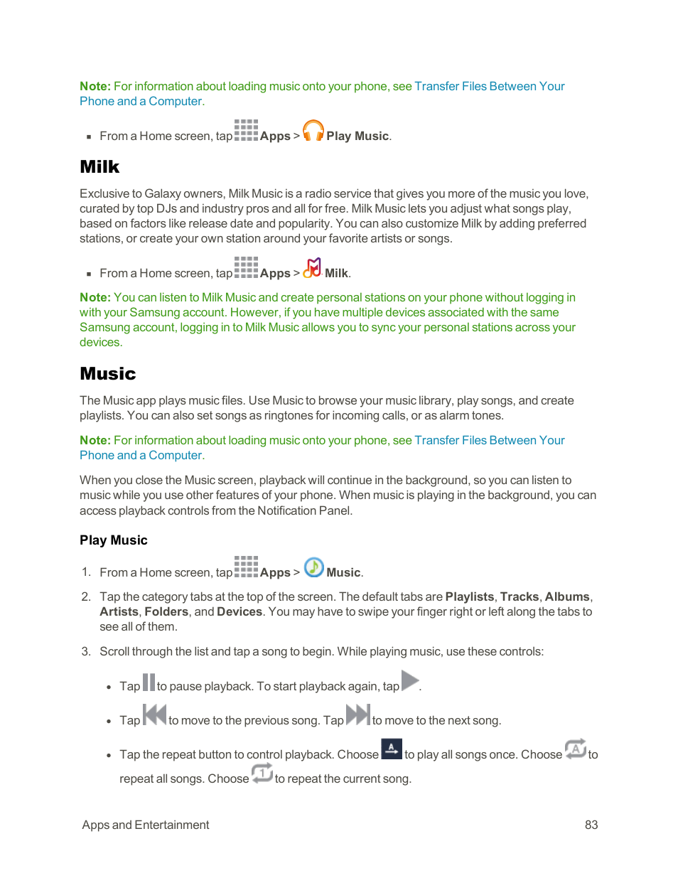Milk, Music | Samsung Galaxy Note Edge User Manual | Page 95 / 236