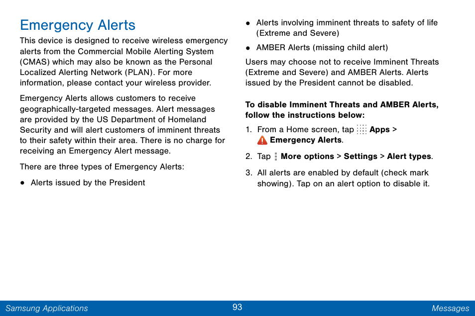 Emergency alerts | Samsung Galaxy Note Edge User Manual | Page 102 / 201