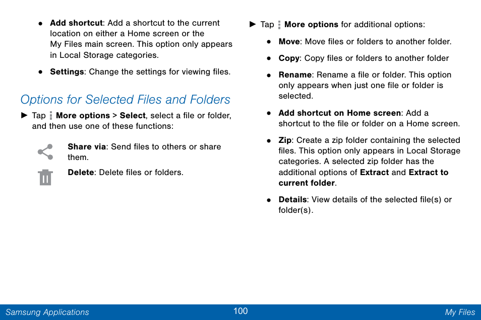 Options for selected files and folders | Samsung Galaxy Note Edge User Manual | Page 109 / 201