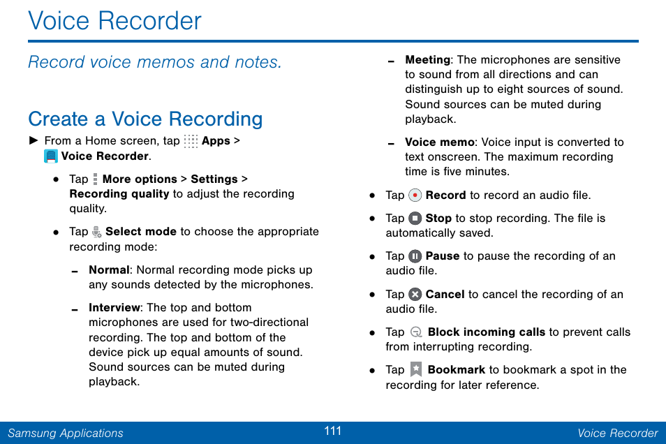 Voice recorder, Create a voice recording | Samsung Galaxy Note Edge User Manual | Page 120 / 201