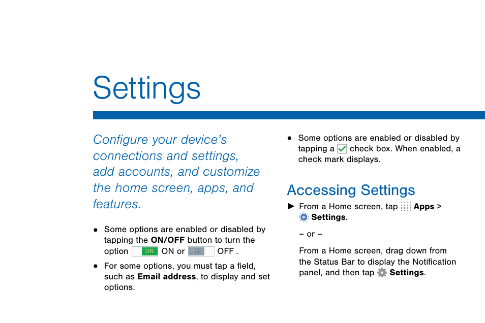 Settings, Accessing settings | Samsung Galaxy Note Edge User Manual | Page 122 / 201