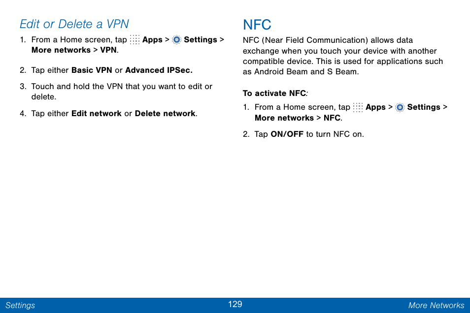 Edit or delete a vpn | Samsung Galaxy Note Edge User Manual | Page 138 / 201