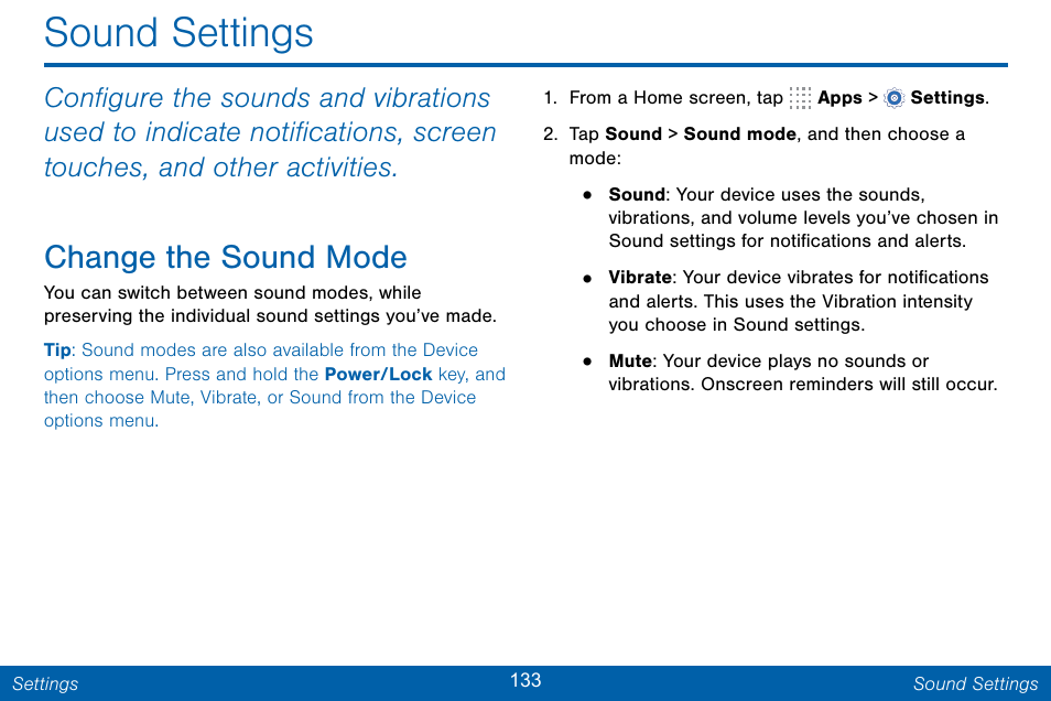 Sound settings, Change the sound mode | Samsung Galaxy Note Edge User Manual | Page 142 / 201